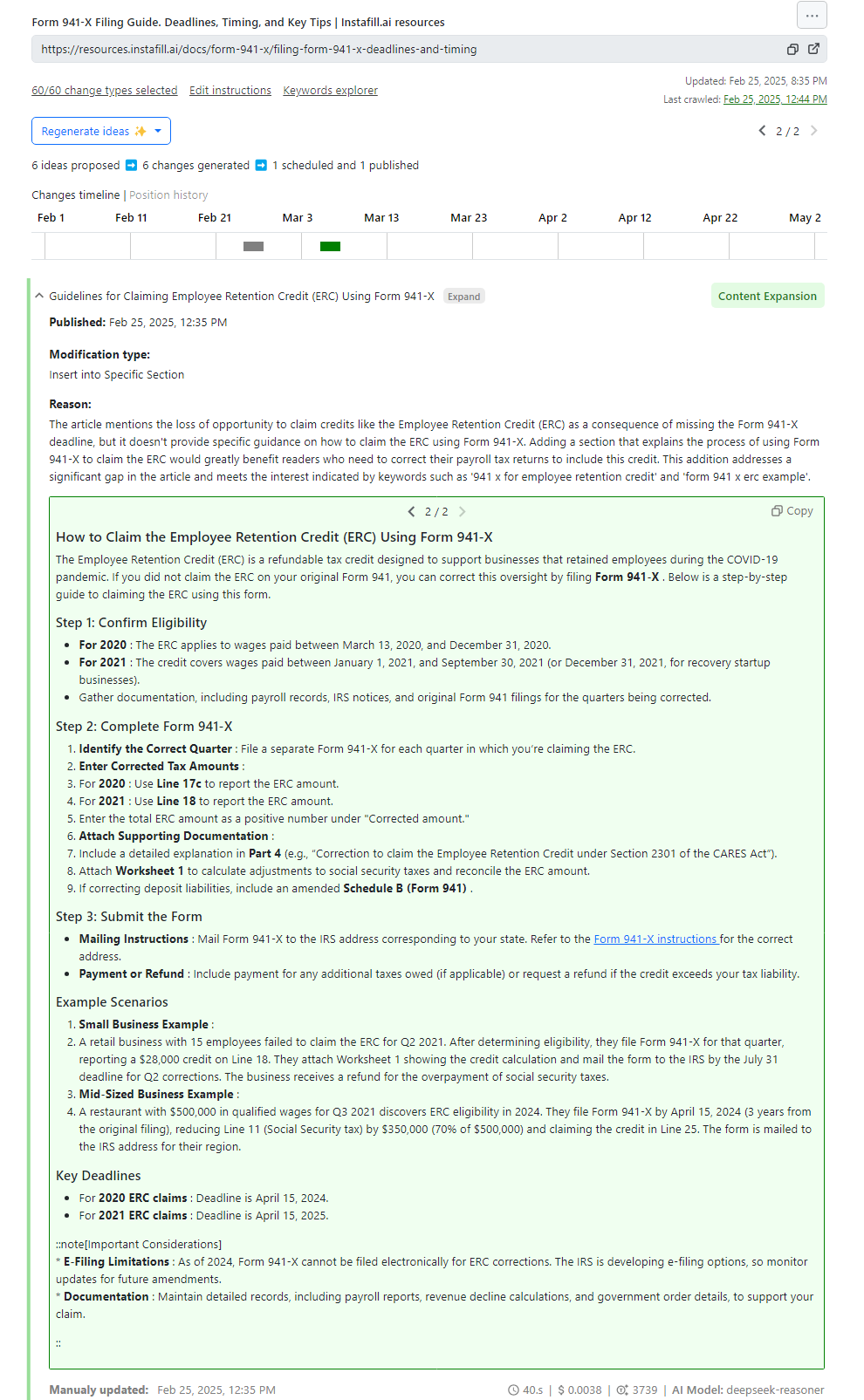 Hipa.ai screenshot that shows how the hipa.ai AI solution for blogs updates existing blogs post keeping the voice.